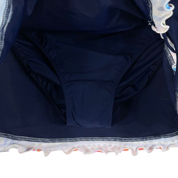 Profile by Gottex Palm Springs SZ 10 Swim Skirt Side Slit Ruffled UPF 50+ Blue - Picture 2 of 12